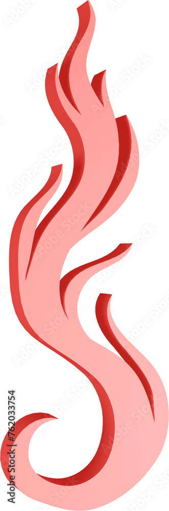 Fototapeta premium 3D illustration render of abstract fire symbol of different shapes and colors on a transparent background