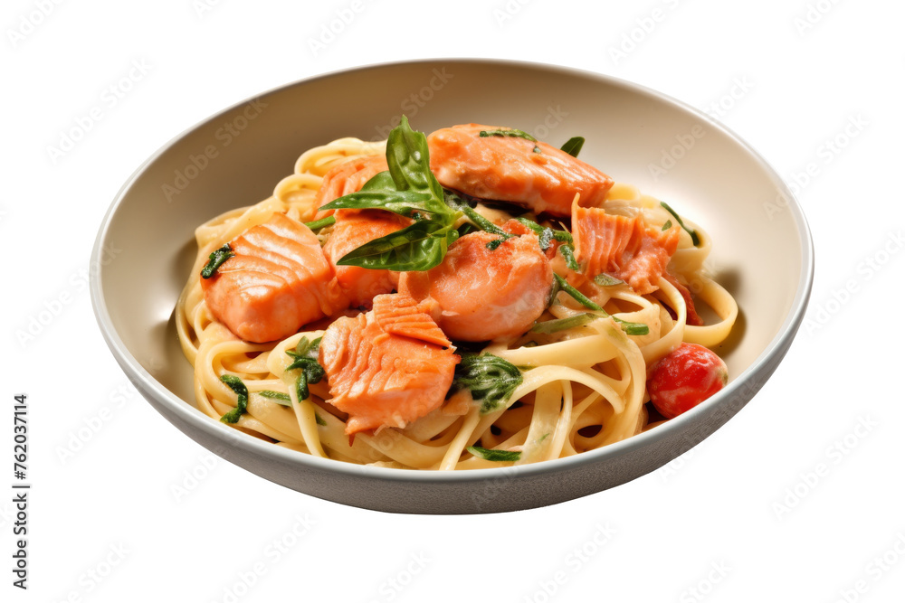 Spaghetti salmon isolated on transparent background. Spaghetti salmon isolated on transparent background.