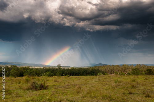 rainy day with storm clouds in the countryside of Queensland, Australia