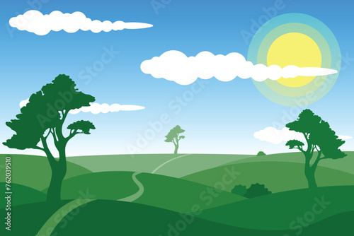 Hand drawn beautiful mountains landscape wallpaper with natural theme