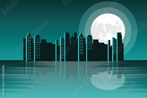 Hand drawn beautiful city landscape wallpaper with natural theme
