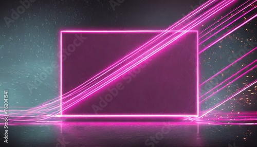 Ethereal Radiance: Pink Neon Banner Casting Glow on Abstract Background © Dostain