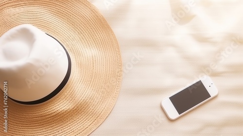 round hat on wooden table photo