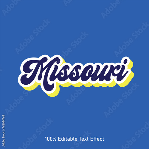 Missouri text effect vector. Editable college t-shirt design printable text effect vector