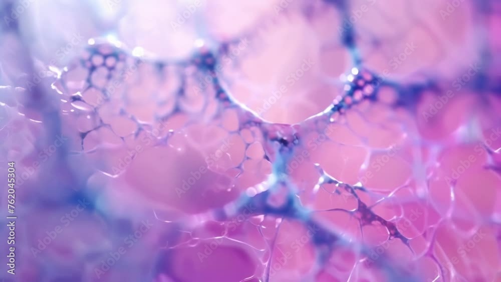 With a soft focus background a zoomedin shot of the intricate microscopic structure of an electrochromic film revealing the microscopic details responsible for its colorchanging