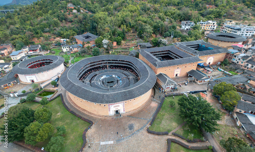 Yongding Scenic Spot of the Earthen Building in Fujian Province, China photo