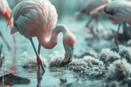 Flamingos in Search of Nourishment