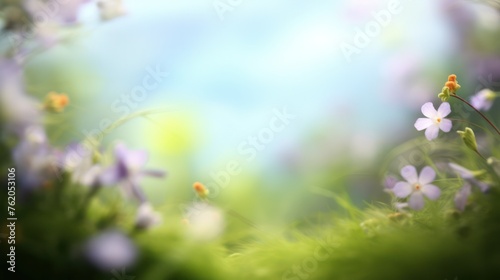 Spring flowers portal background with copyspace. © vlntn