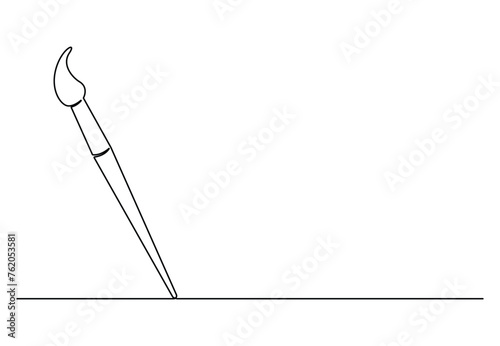 One continuous line drawing of paintbrush vector illustration. Free vector