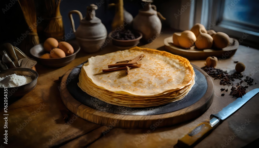 crepe high quality photo; blurred modern kitchen background. crepe high quality photo; blurred modern kitchen background.
