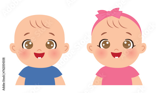 Cute happy baby boy and girl