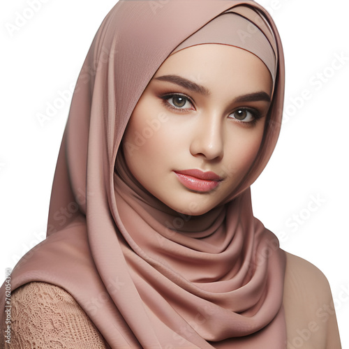 A portrait of beautiful Asian muslim woman with hijab   Transparent PNG