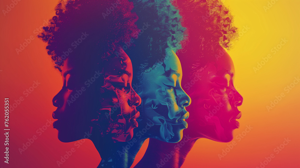 A diverse group of individuals with faces painted in various vibrant colors come together in celebration and solidarity on Juneteenth Freedom Day A diverse group of individuals with faces painted in various vibrant colors come together in celebration and solidarity on Juneteenth Freedom Day