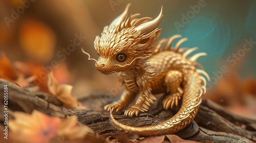  Adorable gold Chinese baby dragon