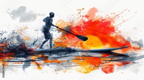 Man Paddling Canoe