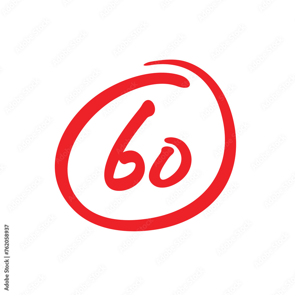 60 points exam score, sixty points test score illustration, isolated on white background - Vector 60 points exam score, sixty points test score illustration, isolated on white background - Vector