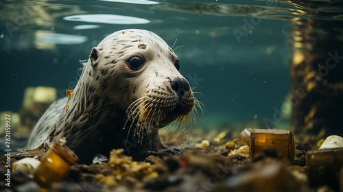 Seal in Aquarium Looking at Camera photo