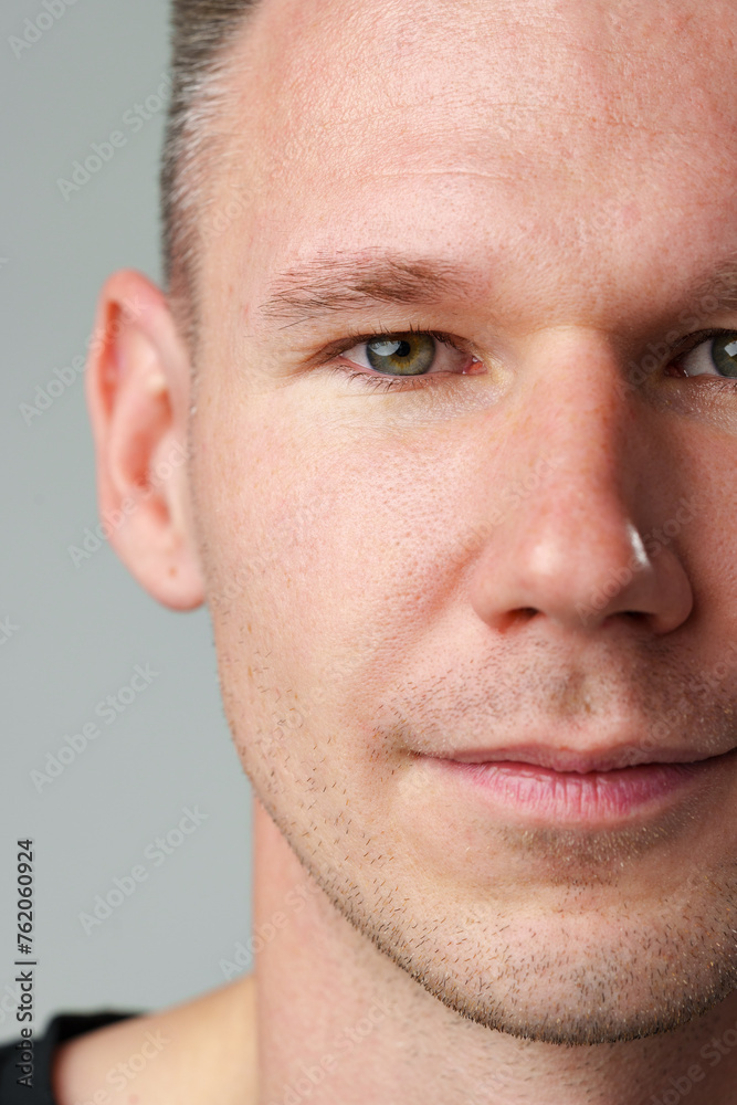 Close up shot of a young man face Close up shot of a young man face