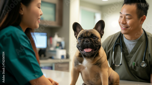 vet examining dog