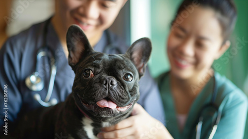 vet examining dog