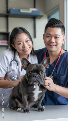 vet examining dog