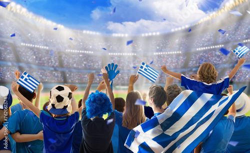 Greece football team supporter on stadium. photo