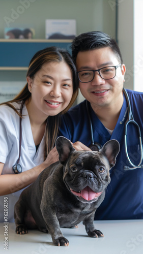 vet examining dog