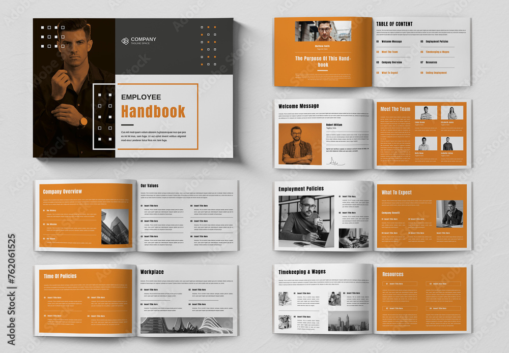 Hand Booklet Example Employee Handbook Template Design Stock Template | Adobe Stock