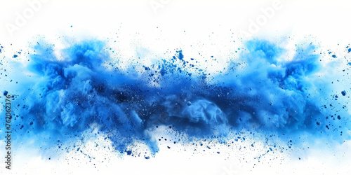a blue splash painting on black background, blue powder dust paint blue explosion explode burst isolated splatter abstract. blue smoke or fog particles explosive special effect  © Planetz