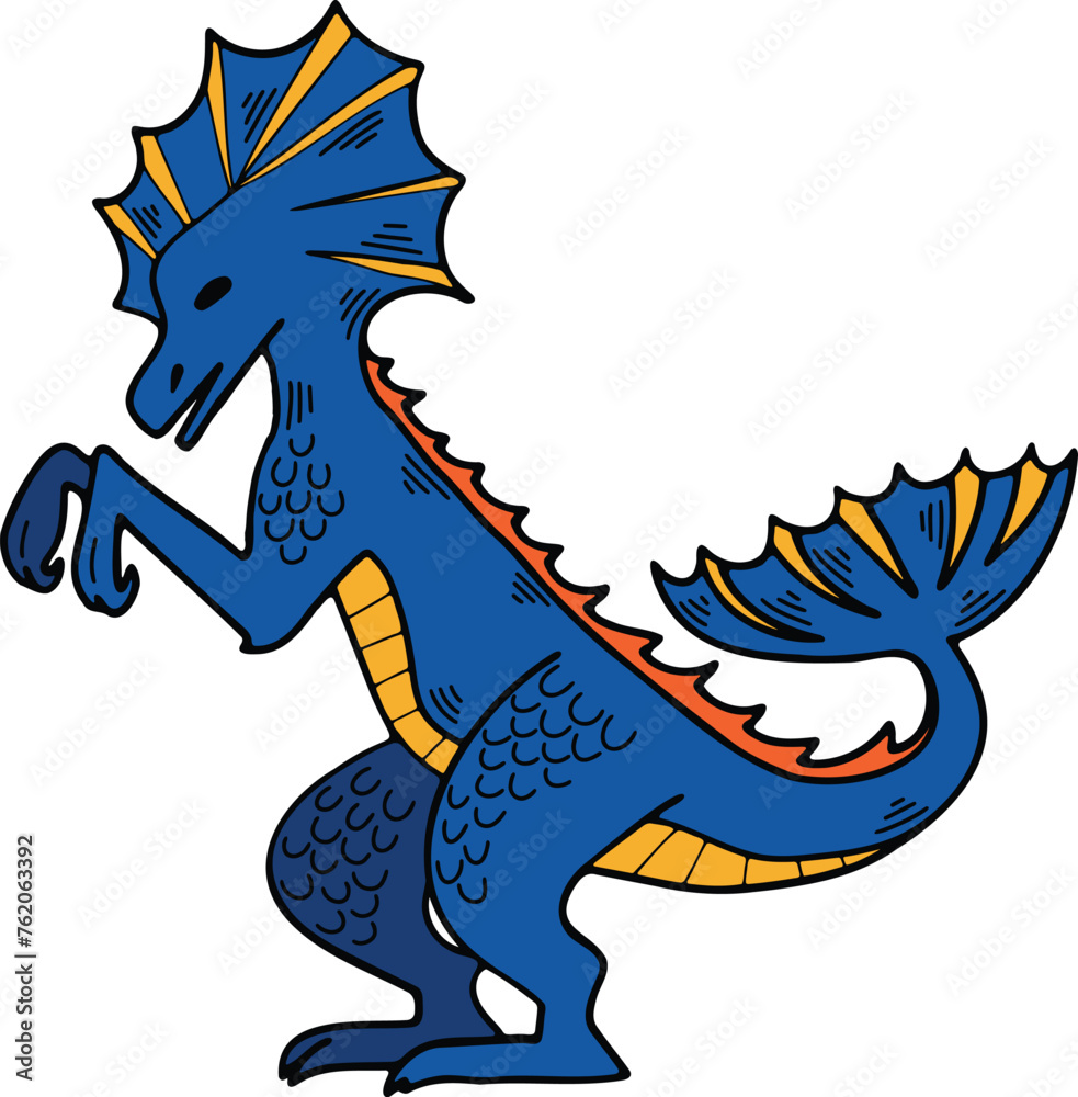 Naklejka premium Hand Drawn dragon character in flat style