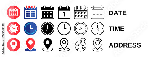 Date, Time, Address or Place Icons Symbol 09