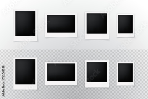Realistic Polaroid set. Empty Retro Photo frame set mockup vector