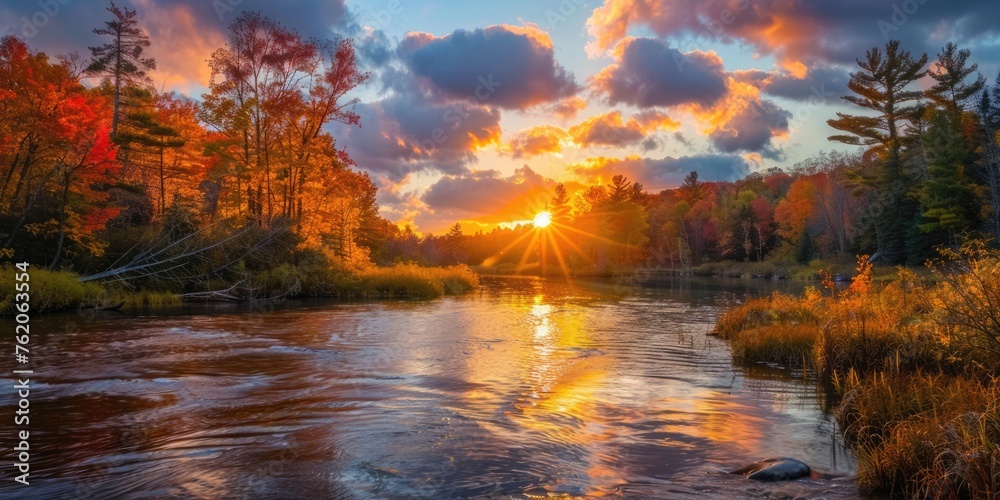 Obraz premium sunset over water, beautiful landscape