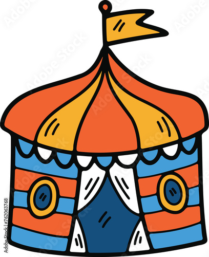 Hand Drawn Carnival tent in flat style