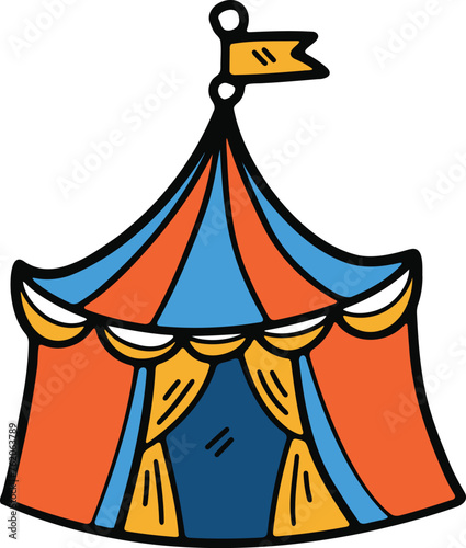 Hand Drawn Carnival tent in flat style
