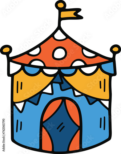 Hand Drawn Carnival tent in flat style
