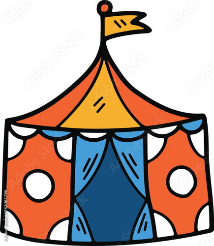 Hand Drawn Carnival tent in flat style