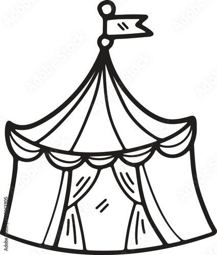 Hand Drawn Carnival tent in flat style