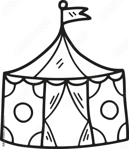 Hand Drawn Carnival tent in flat style