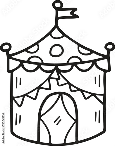 Hand Drawn Carnival tent in flat style