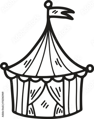 Hand Drawn Carnival tent in flat style