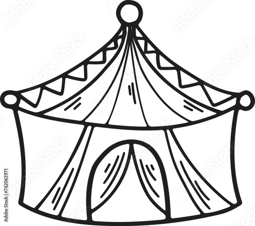 Hand Drawn Carnival tent in flat style