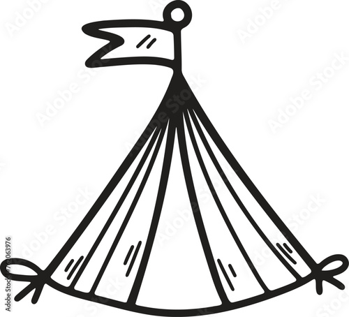 Hand Drawn Carnival tent in flat style