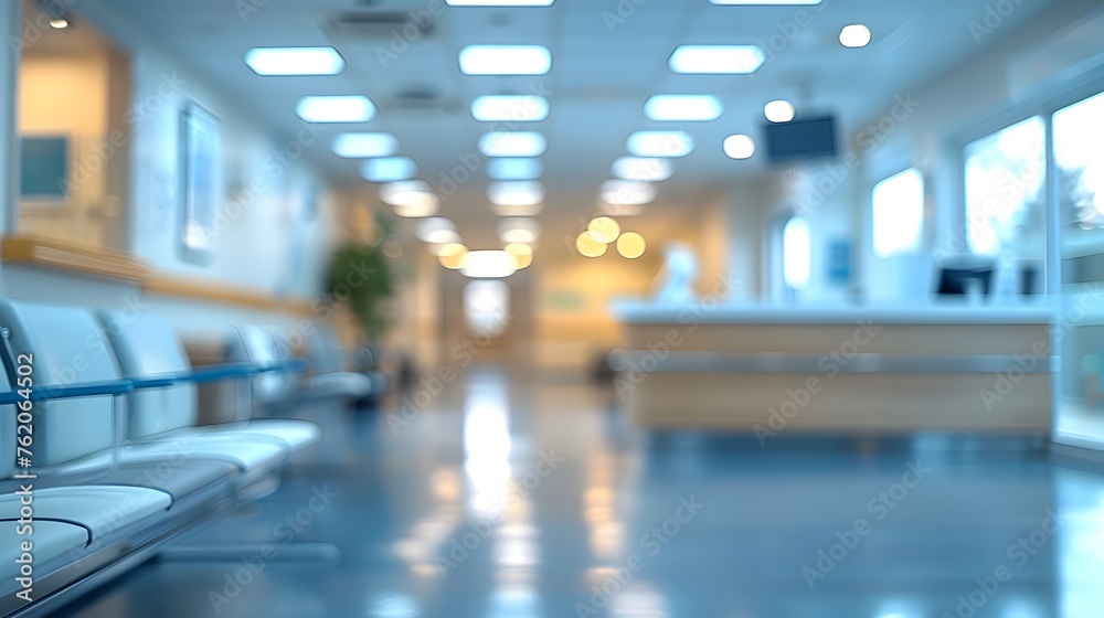 Healthcare Emphasis in a Hospital Lobby: A Blurred Background Perspective with Modern Medical Equipment