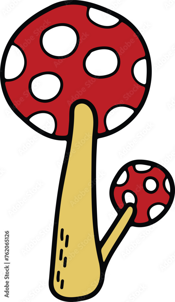 Obraz premium Hand Drawn Mushrooms or poisonous mushrooms in flat style