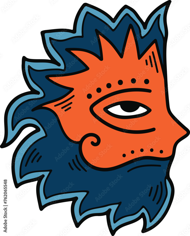 Hand Drawn tribal mask in flat style Hand Drawn tribal mask in flat style