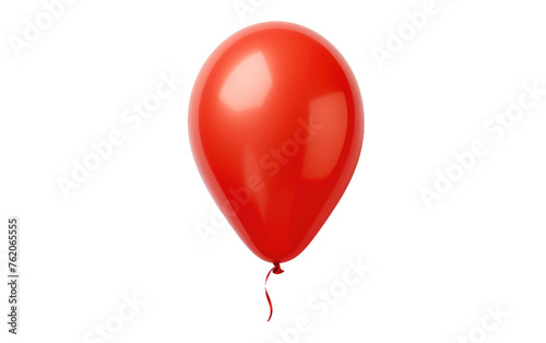 Red Balloon Floating in Air on White Background. On a White or Clear Surface PNG Transparent Background.