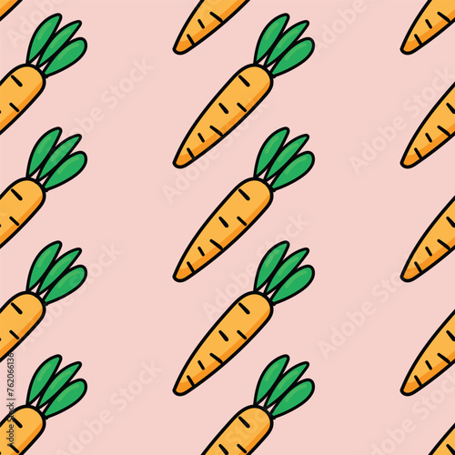 Carrots doodle style seamless pattern background