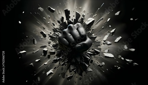 Powerful Fist Breaking Through Solid Barrier generative AI
