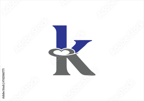 Letter K Love Logo Design, Brand Identity logos vector, modern logo, Logo Designs Vector Illustration Template